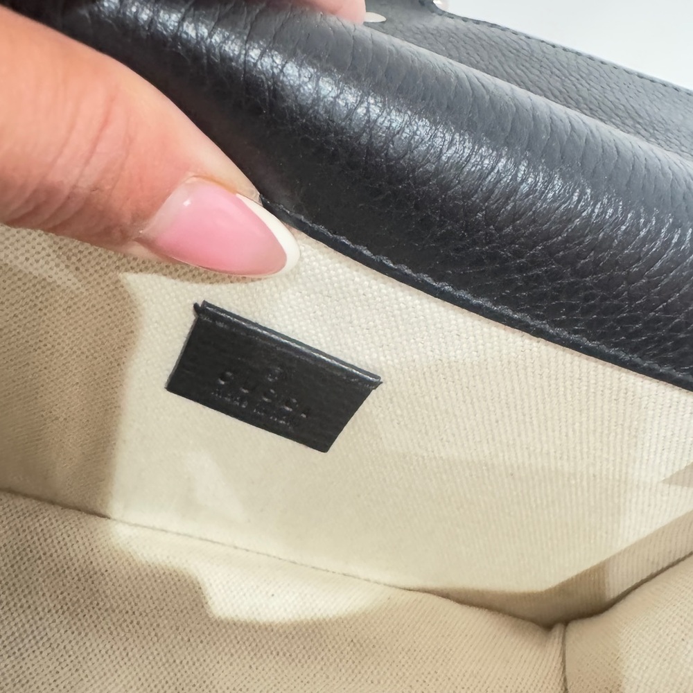 Dollar Calfskin Enamel Small Dionysus Shoulder Bag Black Electric Blue NEW - Picture 13 of 16